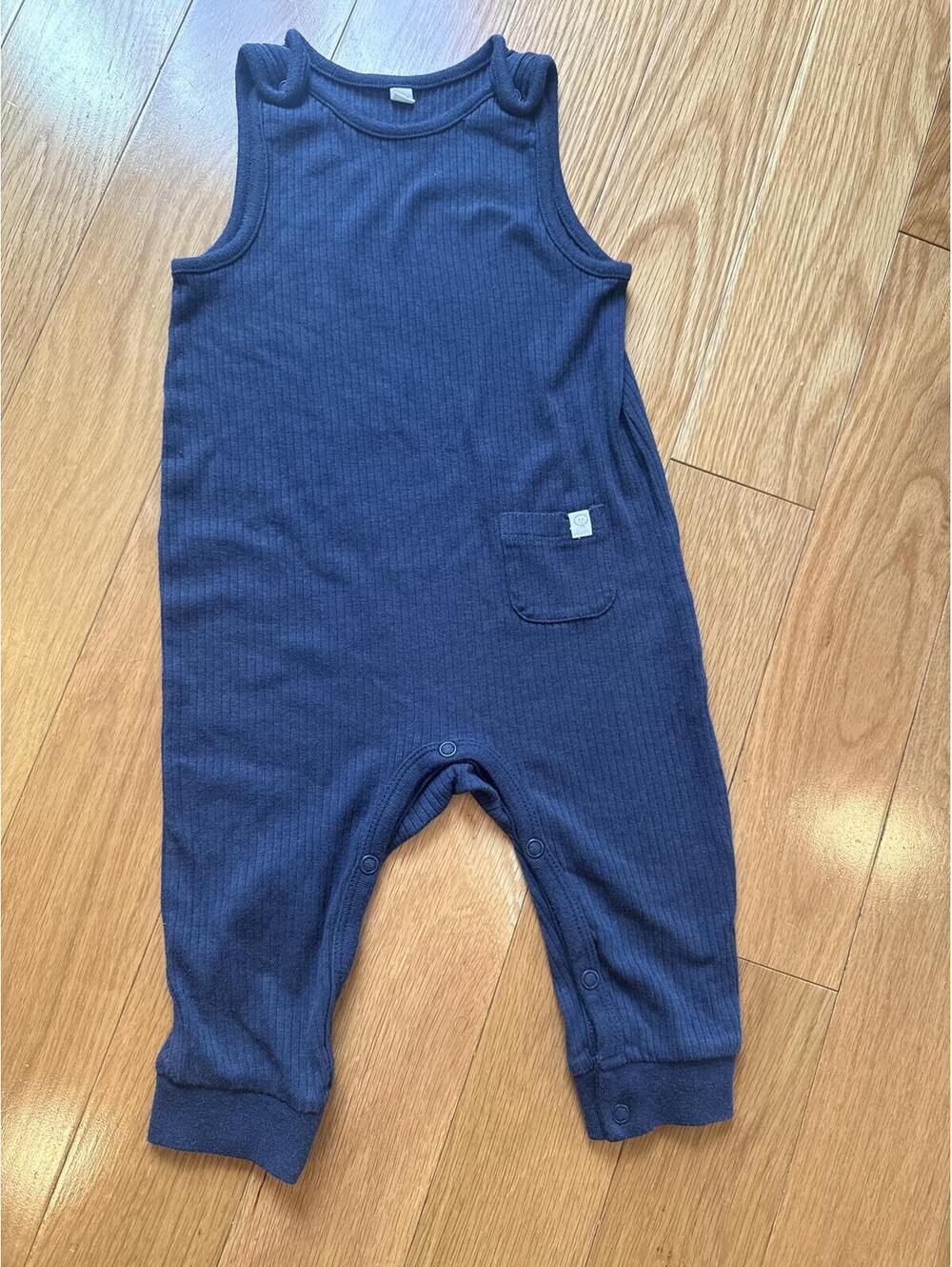 MORI Bamboo Ribbed Sleeveless Jumpsuit in Navy Blue
